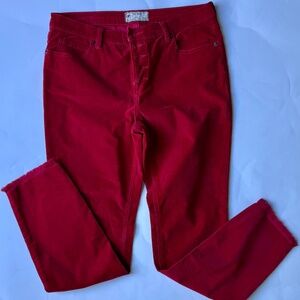 Free People corduroy, deep red skinny pant size 29
